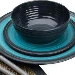 Juego De Vajilla De Melamina De Granito Flamefield 12 Piezas Aqua -Cocinas y barbacoas Ventas 141686 2266244