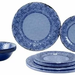 Juego De Vajilla De Melamina Gimex Stone Line 12 Piezas Azul