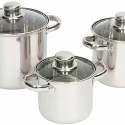 Juego De Cacerolas De Acero Inoxidable Bo-Camp Royal Plus 3 Pcs.