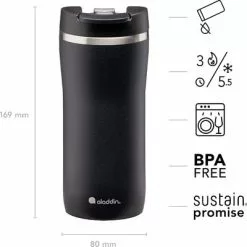 Taza Térmica De Acero Inoxidable Aladdin Mocca De 0,35 Litros De Color Negro Lava -Cocinas y barbacoas Ventas 460101 3154091