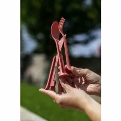 Koziol Klikk Juego De Cubiertos De Bolsillo De 3 Piezas Nature Coral