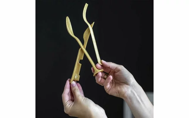 Koziol Klikk Juego De Cubiertos De Bolsillo De 3 Piezas Nature Desert Sand 4 Koziol Klikk Juego De Cubiertos De Bolsillo De 3 Piezas Nature Desert Sand - Imagen 2