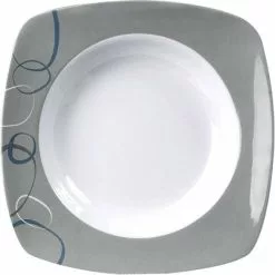 Plato Hondo Brunner Cascade 23 X 23 Cm Gris/blanco