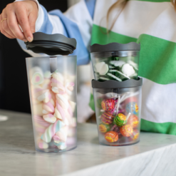 Koziol Prince Oslo Juego De 3 Tarros De Almacenaje Nature Gris Ceniza